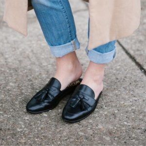 SAM EDELMAN Paris Leather Tassel Mules Black
